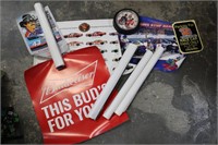 Nascar Posters, Clock & Budweiser Poster