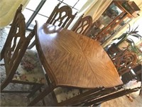 DINING TABLE WITH THREE LEAF, SIX CHAIRS