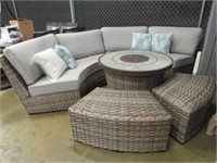 5 Pc. All-Weather Wicker Patio Seating Set W/ Fire