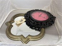 2 pcs-Decorative Wall Clock 14" Dia & Mirror