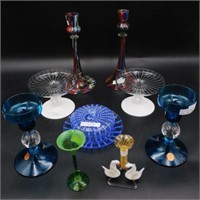 (9) pieces of Italian glass to include two pairs