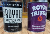 ROYAL TRITON 76 UNION & ROYAL MOTOR OIL TIN CANS