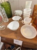 GREAT CORELLE DISHES AND MILK GLASS