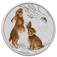 2023 Australia 2 Oz Silver Lunar Rabbit Bu Colored