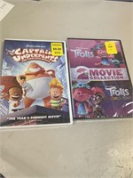 New sealed DVDs Trolls and Captain underpants