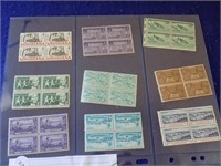 9 Blocks of 4 American Stamps-Mint