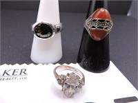 Sterling Silver and Stones Women's Rings