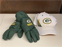 Green Bay Packers Winter Gloves & NFL Cap