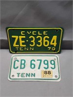 1970 and 1988 Tennessee Motorcycle Tags