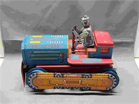 Vintage Tin Toy Robot Driving Bulldozer