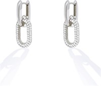 14k Gold-pl. 1.12ct White Sapphire Link Earrings