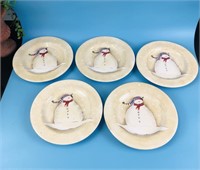 Set of 5 Snowman Plates