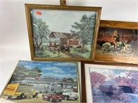 Various coca- cola pictures in frames and
