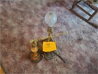 2 Wood Base Table Lamps