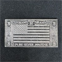 20 grams Fine Silver Bar - American Flag