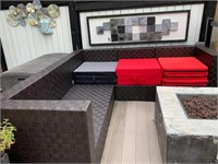 Outdoor Wicker Sectional Patio Sofa-Deck Box