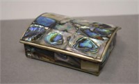 Abalone Trinket Box/ Wood Lined  Marked Mexico