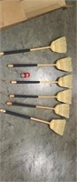 Box of 6 NIB Straw Brooms with Grip Handles.