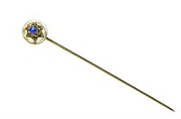 10K Yellow gold blue stone stick pin