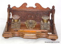 Victorian Carved Oak Desk Stand