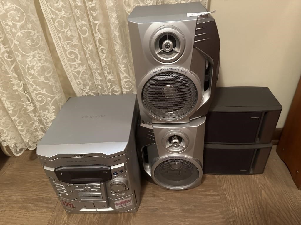 Sharp 3 disc stereo system and Bose speakers