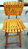 4 Legged 24" Tall Wooden Stool Chair W/ Back