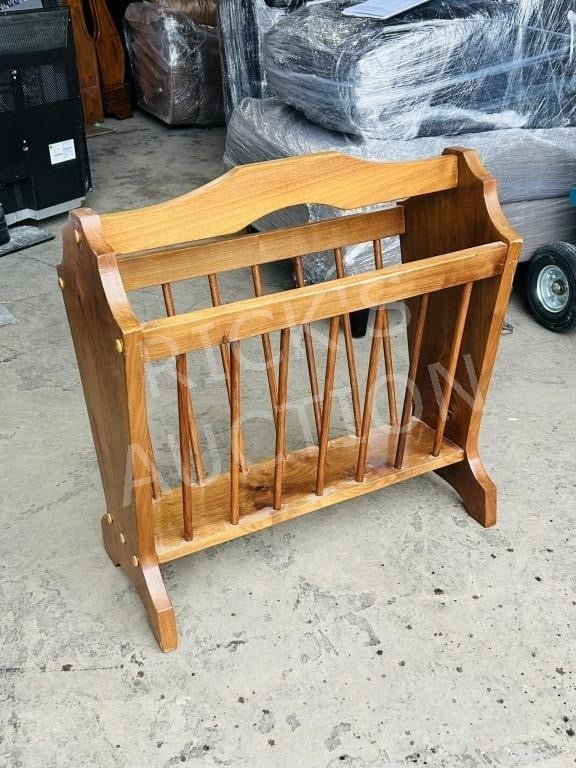 Custom made wood magazine rack