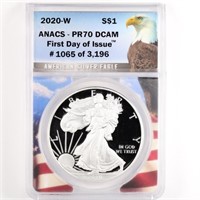 2020-W Proof Silver Eagle ANACS PR70 DCAM