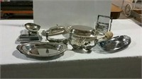 Silver plate and other metal serving pieces and