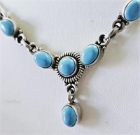 Sterling Silver Sleeping Beauty Turquoise Necklace