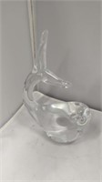 Vintage Crystal Glass Whale Sculpture