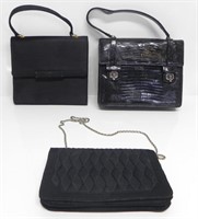 3 BLACK PURSES-LFAUNE FLORIDA 925 ETC