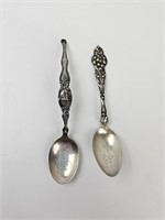 (2) ornate sterling spoons 41.8 grams