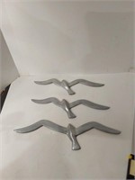 3 Hanging Cast Aluminum Seabirds. U16D