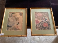 2- matching pictures with glass and wood frame