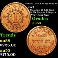 1863 IOU 1 Cent F-NY-630-AT-4a R4 cwt Grades Choic