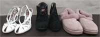Box 3 Pair Shoes/Slippers-White 6 1/2, Black
