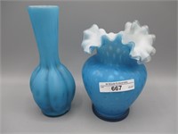 2 Murano satin MOP vases