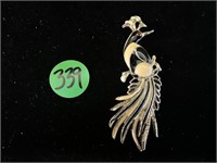 Bird of Paradise Pin, Black & Beige