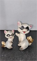 Pair of Vintage Racoon Figurines, Marked Japan
