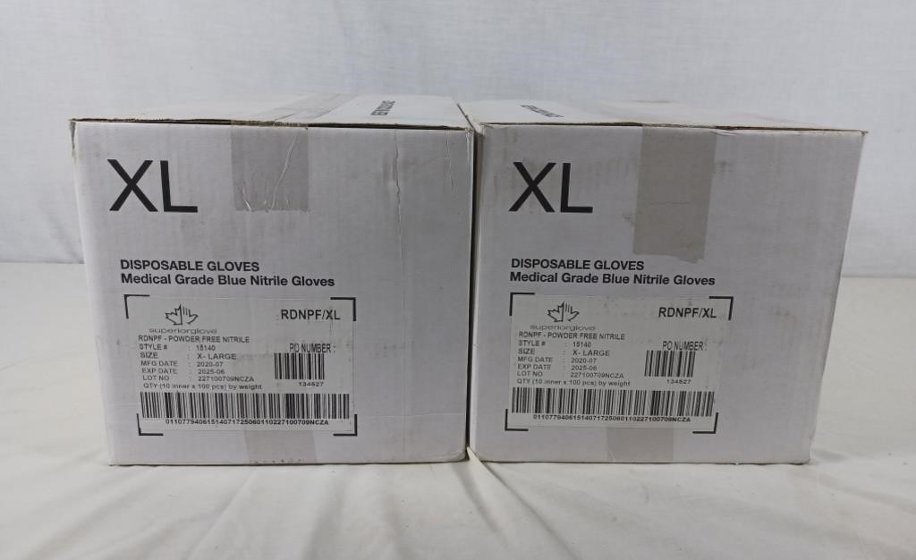 2x 1000 piece boxes of XL powder free nitrile