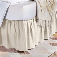 Amazon Basics King Ruffled Bed Skirt, Cream, 16"