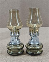 2pc Mini Olive & Amber Oil Lamps