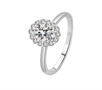 925S1.0ct Oval Moissanite Diamond Ring