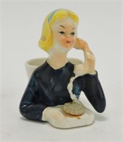 Enesco small lady on telephone vase 2 1/2",