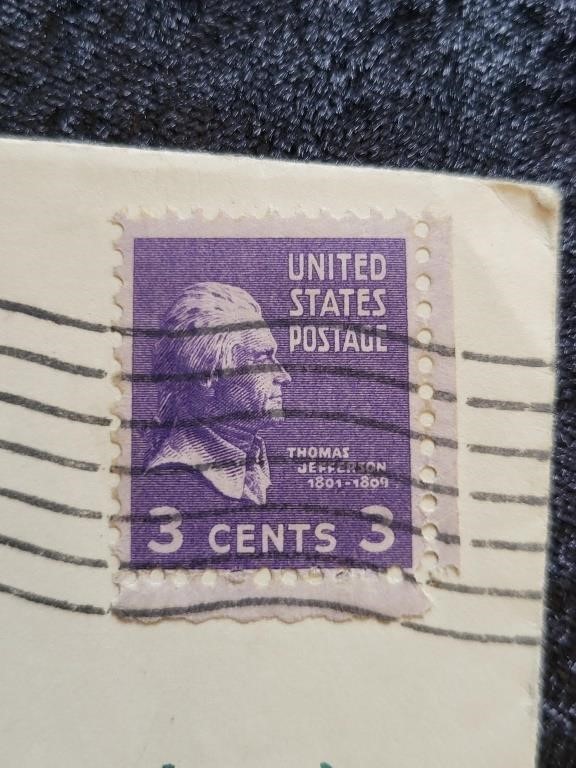 Thomas Jefferson Postage Purple 3 Cent Stamp 1939