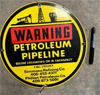 Vintage Warning Petroleum Pipeline Sign