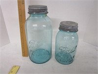Blue Mason Jar w/zinc lids - 1 qt  & 1/2 gallon
