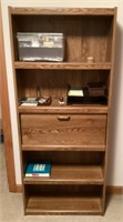 6' bookshelf with drop front desk and contents