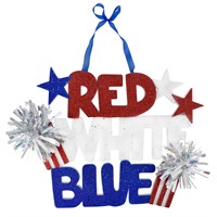 4th of July Red, White and Blue Hanging Sign AZ7